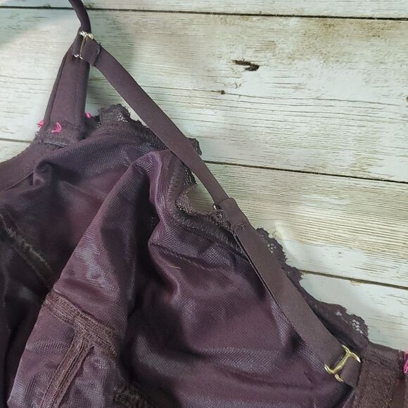 Cacique Chocolate Plum Unlined Curvy Balconette Bra Removable Straps 46DDD 46F - Picture 14 of 14
